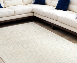 Homeroots 8' X 10' Blue And Ivory Abstract Power Loom Washable Area Rug  Polyester 532830