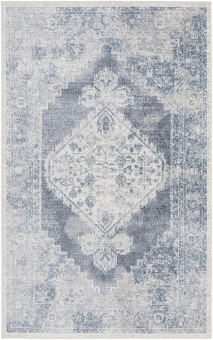 Homeroots 8' X 10' Blue And Ivory Abstract Power Loom Washable Area Rug  Polyester 532831