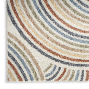 HomeRoots 8' Blue and Ivory Abstract Area Rug – Modern Power Loom Design, Washable, Durable for High Traffic Spaces 8' X 10' 532831