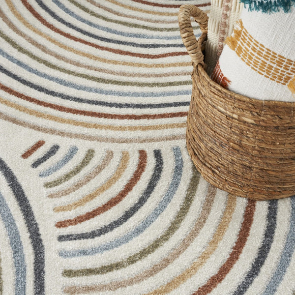 HomeRoots 8' Blue and Ivory Abstract Area Rug – Modern Power Loom Design, Washable, Durable for High Traffic Spaces 8' X 10' 532831