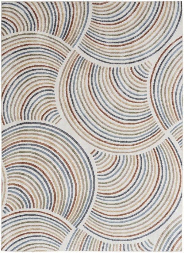 HomeRoots 8' Blue and Ivory Abstract Area Rug – Modern Power Loom Design, Washable, Durable for High Traffic Spaces 8' X 10' 532831