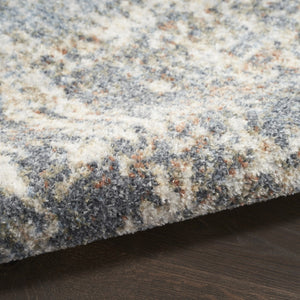 HomeRoots 8' Modern Abstract Distressed Round Rug in Tan, Ivory & Black - Washable, Stain-Resistant & Stylish 532832