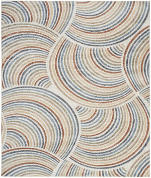 HomeRoots 7' Stylish Ivory Blue and Brown Geometric Area Rug - Washable, Soft, Modern Design for Any Room 9' X 12' 532834