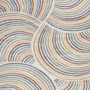 HomeRoots 7' Stylish Ivory Blue and Brown Geometric Area Rug - Washable, Soft, Modern Design for Any Room 9' X 12' 532834