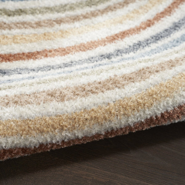 HomeRoots 7' Stylish Ivory Blue and Brown Geometric Area Rug - Washable, Soft, Modern Design for Any Room 9' X 12' 532834