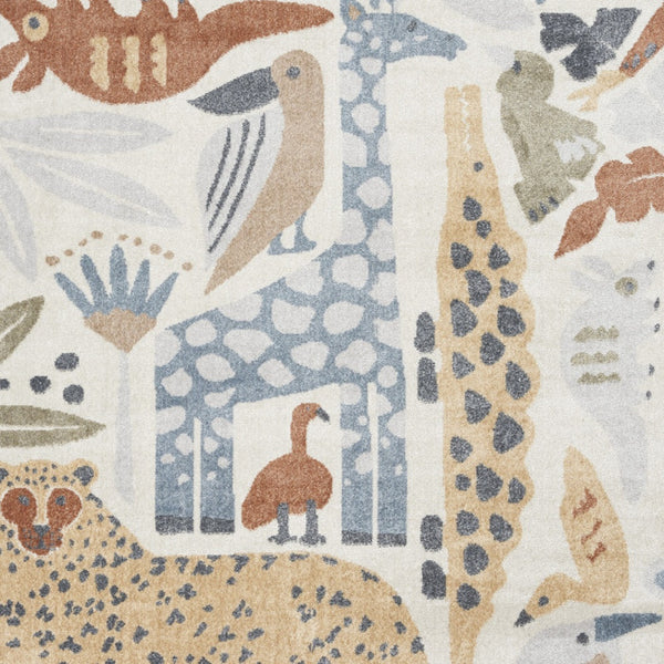 Homeroots 5' X 7' Ivory Blue And Gray Animal Print Washable Area Rug  Polyester 532839