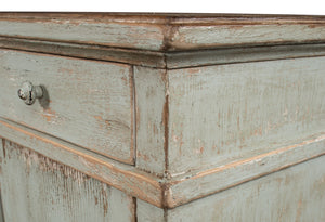 Sarreid Theo Buffet - Elegant Sage Finish With Natural Top - Stylish Pine Storage For Modern Dining Spaces Green  53283