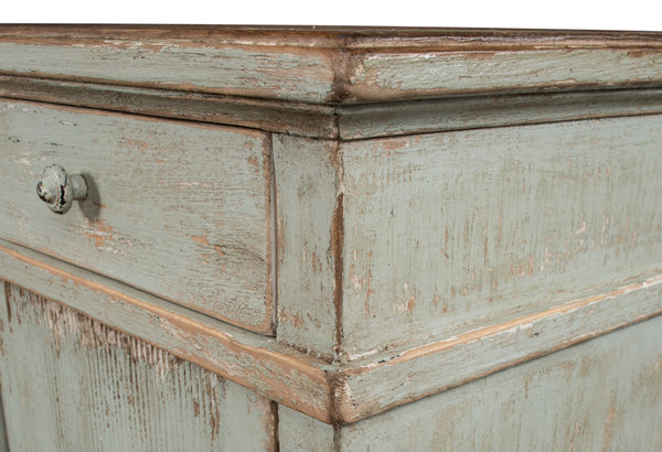 Sarreid Theo Buffet - Elegant Sage Finish With Natural Top - Stylish Pine Storage For Modern Dining Spaces Green  53283