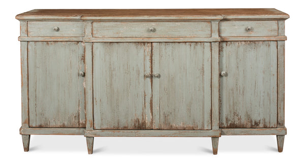 Sarreid Theo Buffet - Elegant Sage Finish With Natural Top - Stylish Pine Storage For Modern Dining Spaces Green  53283