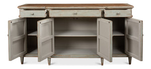 Sarreid Theo Buffet - Elegant Sage Finish With Natural Top - Stylish Pine Storage For Modern Dining Spaces Green  53283
