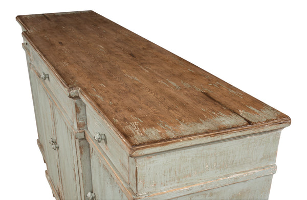 Sarreid Theo Buffet - Elegant Sage Finish With Natural Top - Stylish Pine Storage For Modern Dining Spaces Green  53283