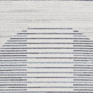 Homeroots 7' X 9' Ivory Blue And Gray Animal Print Power Loom Washable Area Rug  Polyester 532842