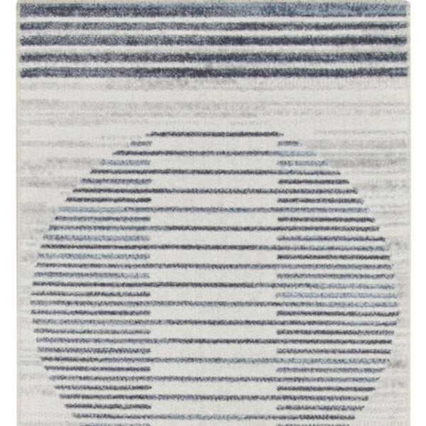 Homeroots 12' Elegant Blue And Ivory Geometric Washable Runner Rug - Durable, Stylish Accent For Any Space  Polyester 532847