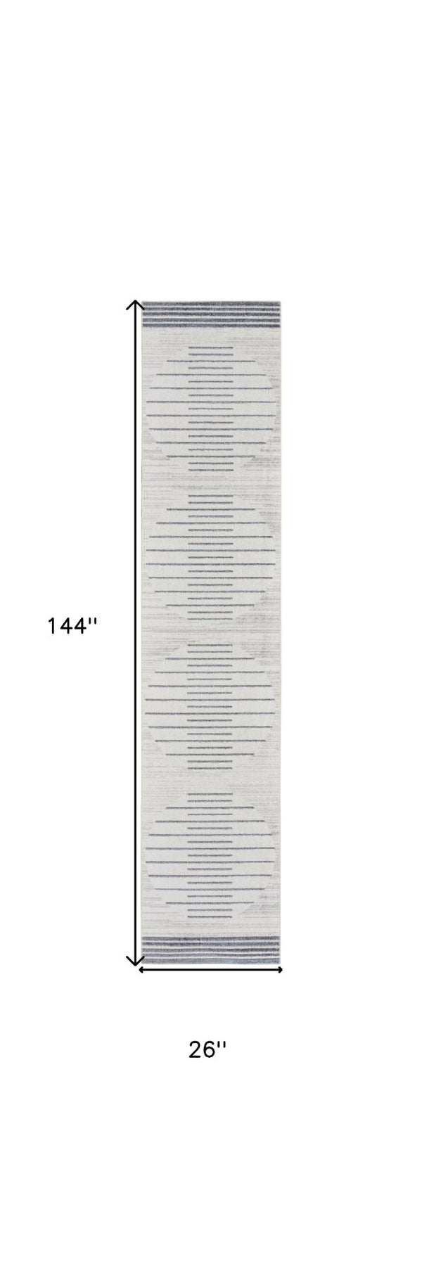 Homeroots 12' Elegant Blue And Ivory Geometric Washable Runner Rug - Durable, Stylish Accent For Any Space  Polyester 532848