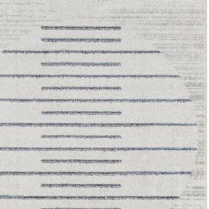 Homeroots 12' Elegant Blue And Ivory Geometric Washable Runner Rug - Durable, Stylish Accent For Any Space  Polyester 532848