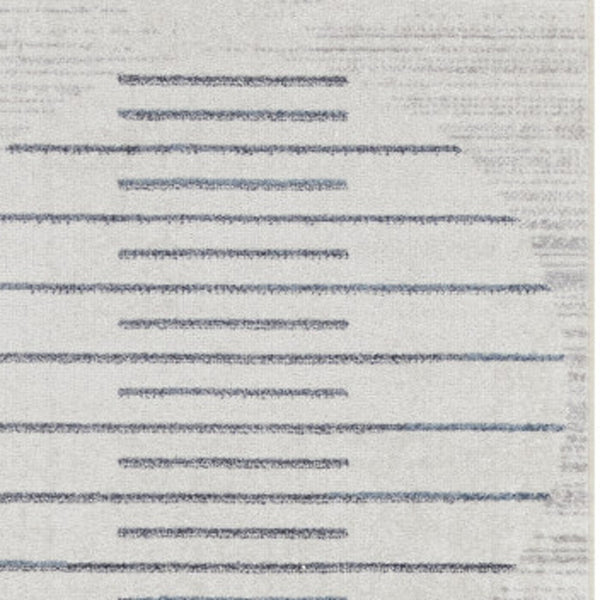 Homeroots 12' Elegant Blue And Ivory Geometric Washable Runner Rug - Durable, Stylish Accent For Any Space  Polyester 532848