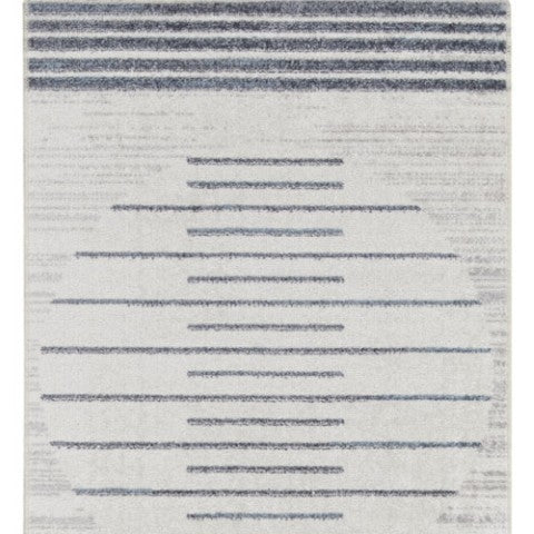 Homeroots 12' Elegant Blue And Ivory Geometric Washable Runner Rug - Durable, Stylish Accent For Any Space  Polyester 532848