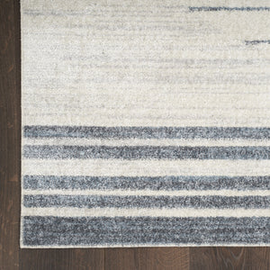Homeroots 12' Elegant Blue And Ivory Geometric Washable Runner Rug - Durable, Stylish Accent For Any Space  Polyester 532848