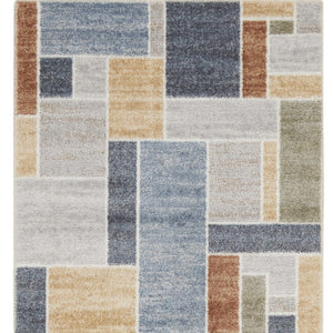 Homeroots 12' Vibrant Blue And Green Geometric Washable Runner Rug - Durable, Stylish, And Perfect For Any Space!  Polyester 532849