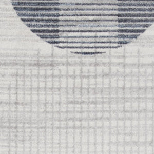 Homeroots 12' Elegant Blue And Ivory Geometric Washable Runner Rug - Durable, Stylish Accent For Any Space  Polyester 532850