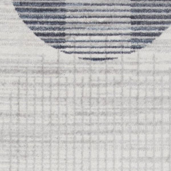 Homeroots 12' Elegant Blue And Ivory Geometric Washable Runner Rug - Durable, Stylish Accent For Any Space  Polyester 532850