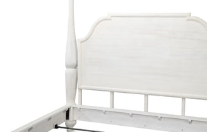 Sarreid Madeline Bungalow Bed King In Moonskin Finish - Luxurious Beechwood, Iron & Brass Design Grey  53286