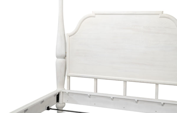 Sarreid Madeline Bungalow Bed King In Moonskin Finish - Luxurious Beechwood, Iron & Brass Design Grey  53286