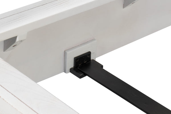 Sarreid Madeline Bungalow Bed King In Moonskin Finish - Luxurious Beechwood, Iron & Brass Design Grey  53286