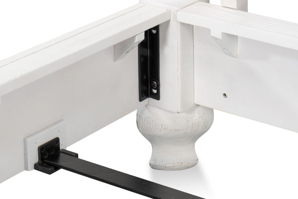 Sarreid Madeline Bungalow Bed King In Moonskin Finish - Luxurious Beechwood, Iron & Brass Design Grey  53286