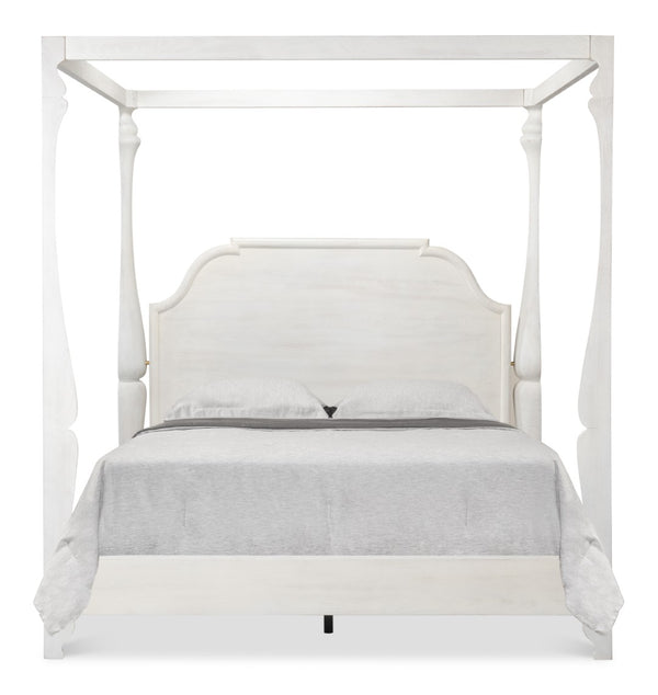 Sarreid Madeline King Bed In Bungalow White – Elegant Beechwood, Iron & Brass Design For Timeless Charm White  53286-b