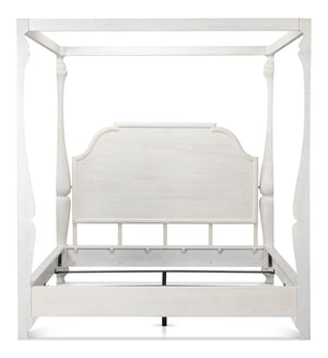 Sarreid Madeline Bungalow Bed King In Moonskin Finish - Luxurious Beechwood, Iron & Brass Design Grey  53286