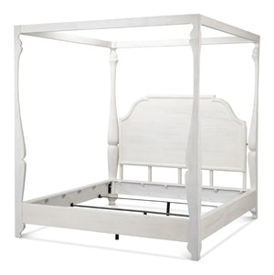 Sarreid Madeline Bungalow Bed King In Moonskin Finish - Luxurious Beechwood, Iron & Brass Design Grey  53286