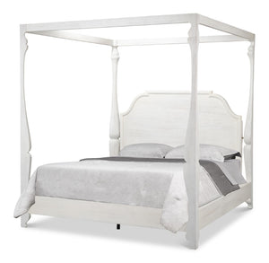 Sarreid Madeline Bungalow Bed King In Moonskin Finish - Luxurious Beechwood, Iron & Brass Design Grey  53286