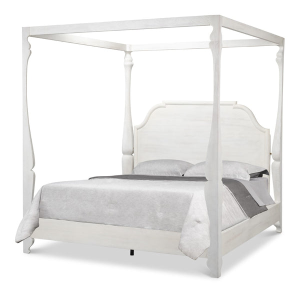 Sarreid Madeline Bungalow Bed King In Moonskin Finish - Luxurious Beechwood, Iron & Brass Design Grey  53286