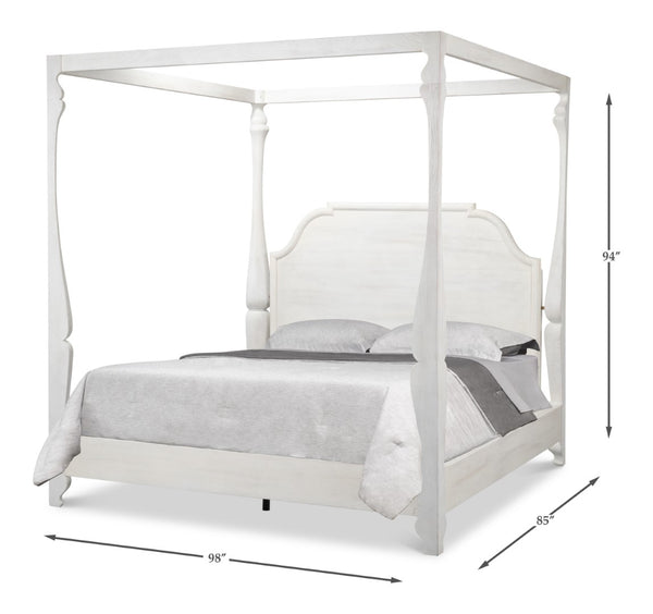 Sarreid Madeline King Bed In Bungalow White – Elegant Beechwood, Iron & Brass Design For Timeless Charm White  53286-b