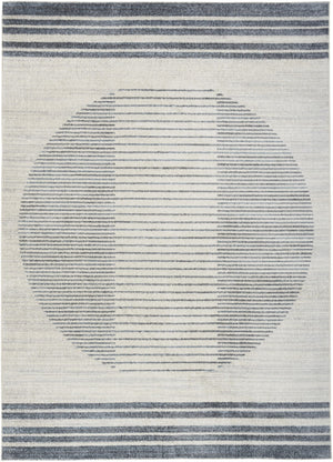 HomeRoots 7' Blue and Ivory Geometric Area Rug - Modern, Washable Design for Stylish Living Spaces and Comfort 7' X 9' 532863