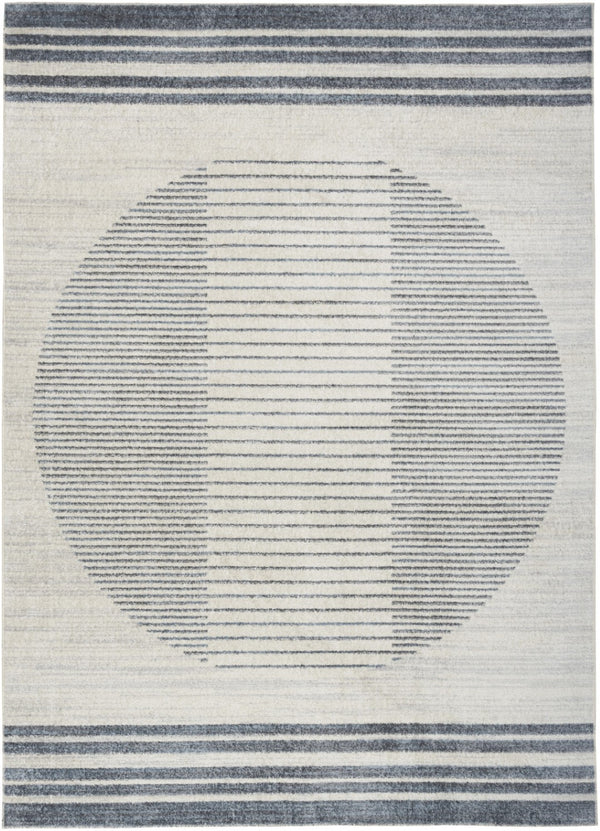 HomeRoots 7' Blue and Ivory Geometric Area Rug - Modern, Washable Design for Stylish Living Spaces and Comfort 7' X 9' 532863