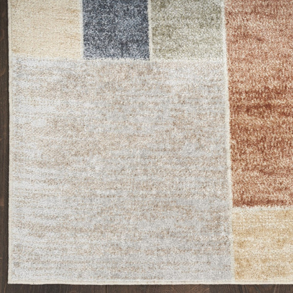 HomeRoots 7' Blue and Ivory Geometric Area Rug - Modern, Washable Design for Stylish Living Spaces and Comfort 7' X 9' 532863
