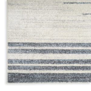 HomeRoots 7' Blue and Ivory Geometric Washable Area Rug - Modern Design for High-Traffic Spaces, Easy Care 7' X 9' 532864