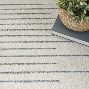 HomeRoots 7' Blue and Ivory Geometric Washable Area Rug - Modern Design for High-Traffic Spaces, Easy Care 7' X 9' 532864