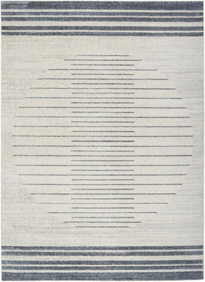 HomeRoots 7' Blue and Ivory Geometric Washable Area Rug - Modern Design for High-Traffic Spaces, Easy Care 7' X 9' 532864