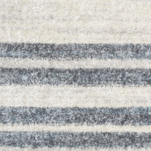 HomeRoots 7' Blue and Ivory Geometric Washable Area Rug - Modern Design for High-Traffic Spaces, Easy Care 7' X 9' 532864