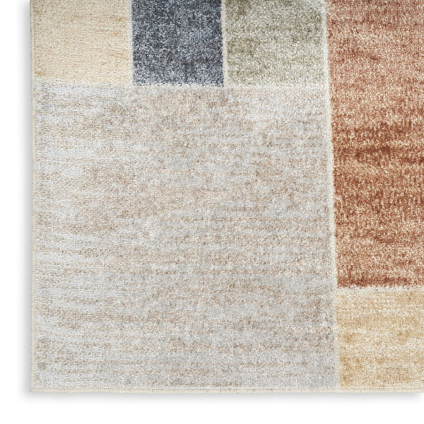 HomeRoots 7' Geometric Area Rug in Blue and Green – Modern, Washable Design for Easy Care and Style 7' X 9' 532865
