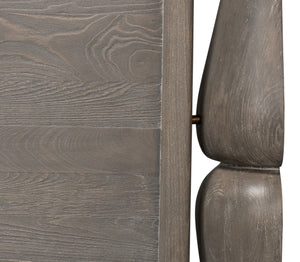 Sarreid Madeline Bungalow Bed King In Moonskin Finish - Luxurious Beechwood, Iron & Brass Design Grey  53286