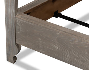 Sarreid Madeline Bungalow Bed King In Moonskin Finish - Luxurious Beechwood, Iron & Brass Design Grey  53286