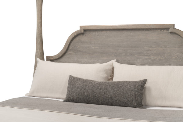 Sarreid Madeline Bungalow Bed King In Moonskin Finish - Luxurious Beechwood, Iron & Brass Design Grey  53286