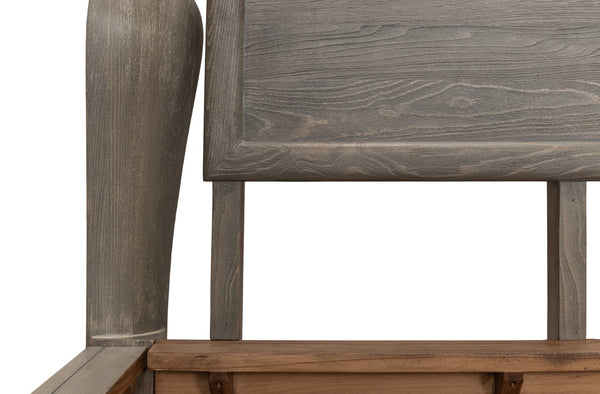 Sarreid Madeline Bungalow Bed King In Moonskin Finish - Luxurious Beechwood, Iron & Brass Design Grey  53286