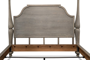 Sarreid Madeline Bungalow Bed King In Moonskin Finish - Luxurious Beechwood, Iron & Brass Design Grey  53286