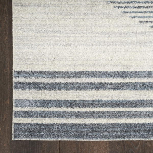 HomeRoots 7' Blue and Ivory Geometric Area Rug - Modern, Washable Design for Stylish Living Spaces and Comfort 8' X 10' 532871