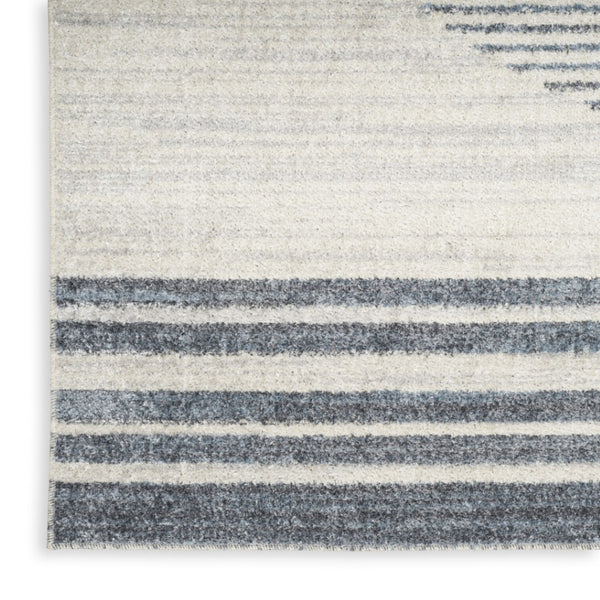 HomeRoots 7' Blue and Ivory Geometric Area Rug - Modern, Washable Design for Stylish Living Spaces and Comfort 8' X 10' 532871